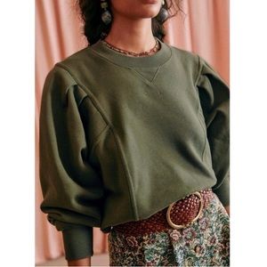 Sezane Women’s Alexa Sweatshirt Green Khaki Organic Cotton